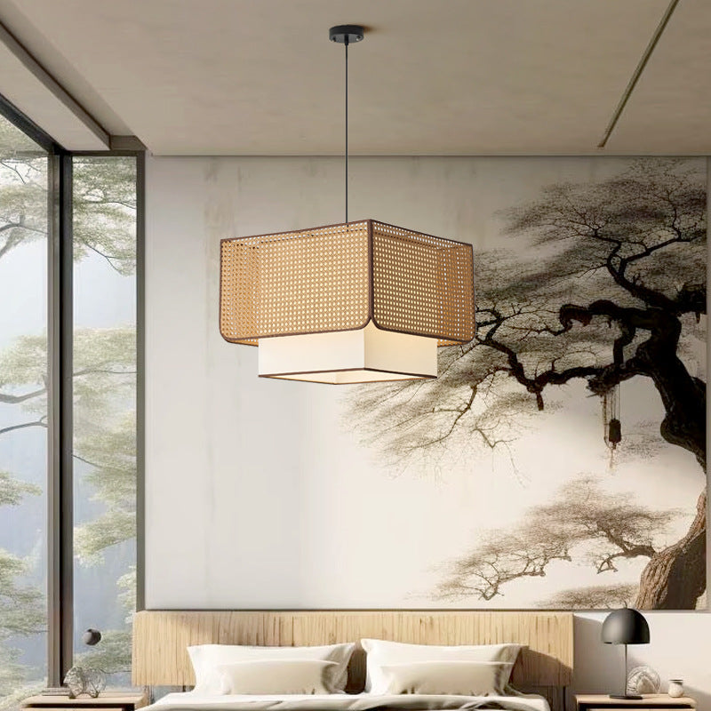 Wabi Sabi Rattan Pendant Lights Handmade Bamboo Ceiling Chandelier Living Room Dining t Kitchen Island Light