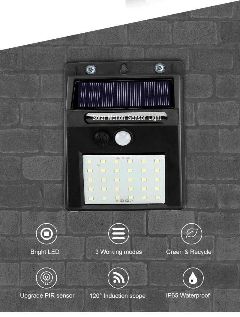 Solar Light 20 30 48 60 96 LED Waterproof PIR Motion Sensor Security Solar Lamp Outdoor Emergency Wall Light