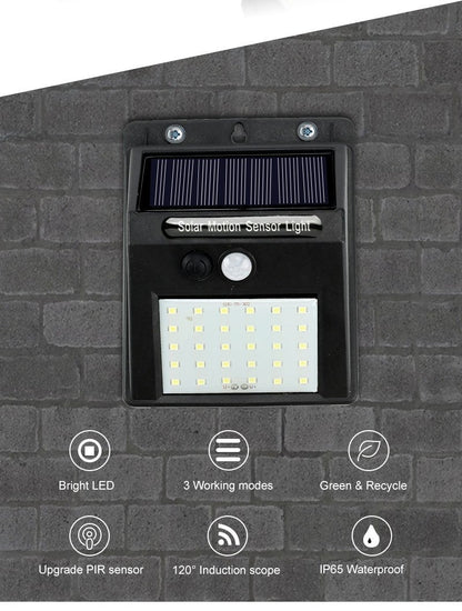 Solar Light 20 30 48 60 96 LED Waterproof PIR Motion Sensor Security Solar Lamp Outdoor Emergency Wall Light