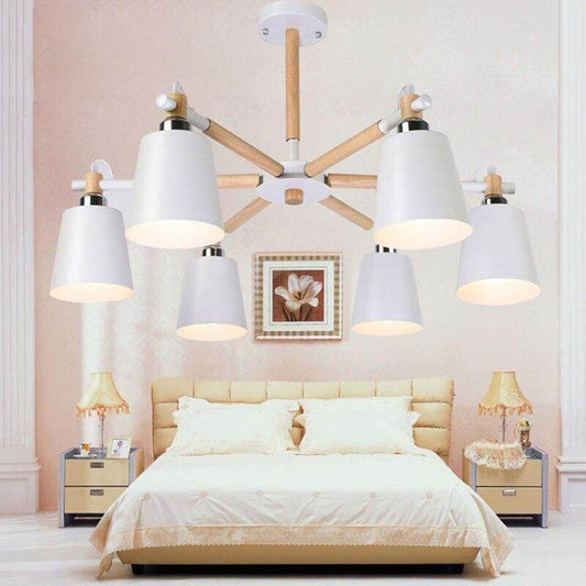 Nordic minimalist metal and wooden bracket chandelier chandelier E27 colorful chandeliers for kitchen living room bedroom study