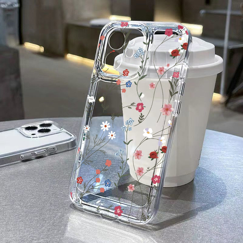Flower Phone Case For iPhone 16 Pro 13 15 11 12 14 17 Pro Max 16E XR 7 8 SE XS Shockproof Transparent Cover Silicone Soft Fundas