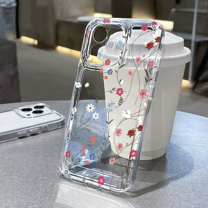 Flower Phone Case For iPhone 16 Pro 13 15 11 12 14 17 Pro Max 16E XR 7 8 SE XS Shockproof Transparent Cover Silicone Soft Fundas