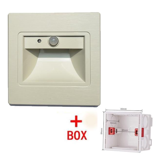 1.5W LED Embedded Wall Light,Intelligent lamp,PIR Sensor Stair Light, Kitchen Lamp Step Corridor Bathroom, Smart Indoor lighting