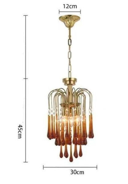 Retro Water Drop French Light Luxury Living Room Bedroom American Glass Chandelier