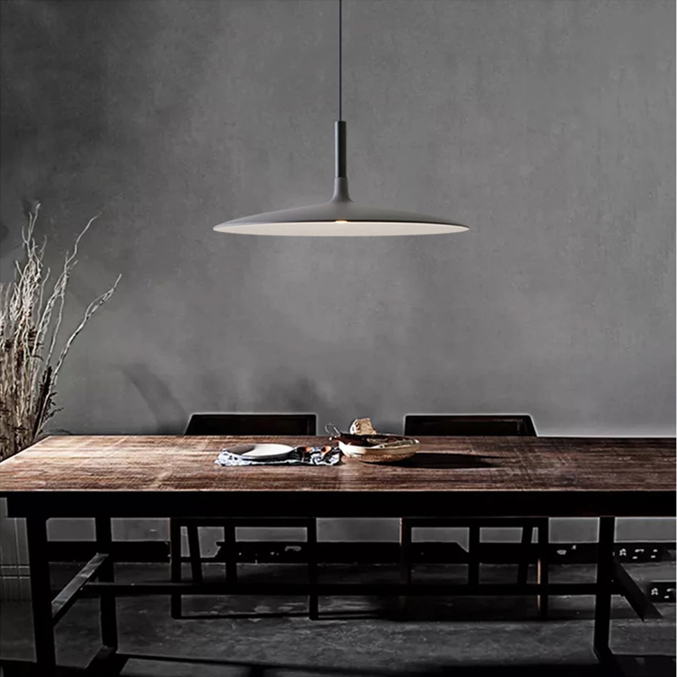LED Saucer Pendant Lights Hanging Lamp Cement Hanglamp Nordic Retro Living Room Light Fixtures Decorative Lighting