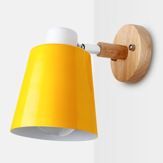wooden wall lights bedside wall lamp wall sconce modern wall light for bedroom Nordic macaroon 6 color steering head E27