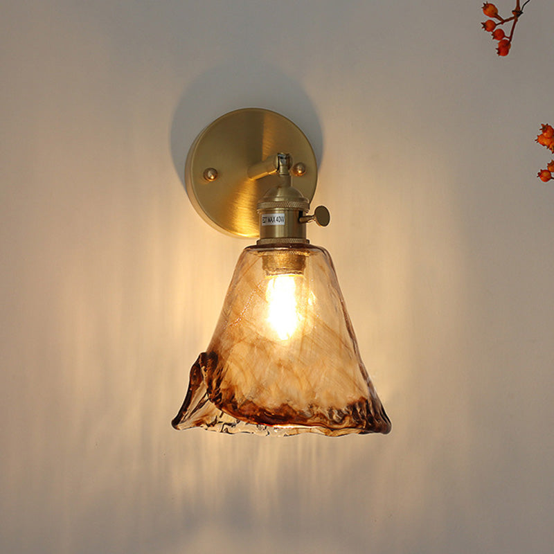 Nordic Style Retro Japanese Style Brass Glass Wall Lamp Home Bar Restaurant Bedroom Lamp Creative Wall Lamp