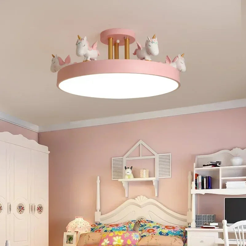 Modern Unicorn Design LED Ceiling Lamp for Living Dining Room Children's Room Sofa Chandelier Simple Fixture
