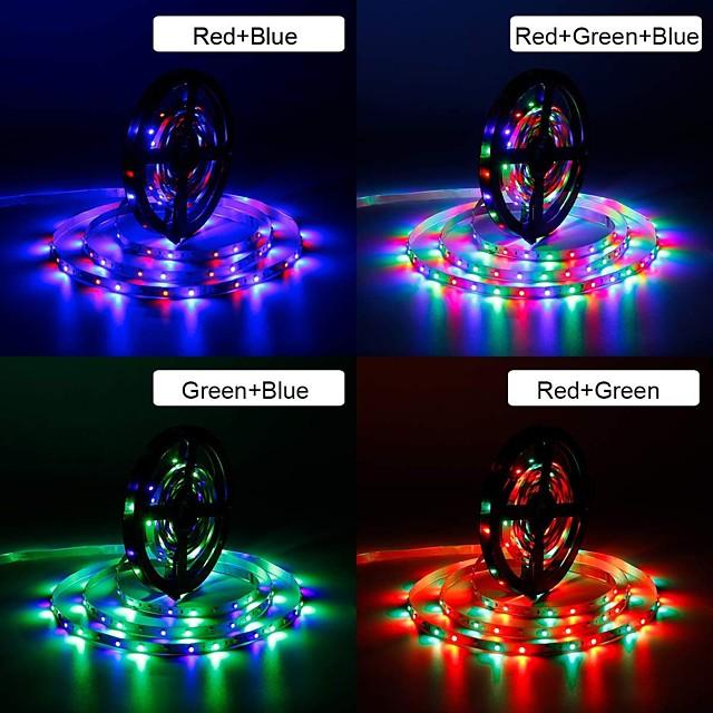 32.8ft 10M LED Light Strips RGB Tiktok Lights 600LEDs Flexible Color Change SMD 2835 with 44 Keys IR Remote Controller and 100-240V Power Supply for Home Bedroom Kitchen TV Back Lights DIY Deco