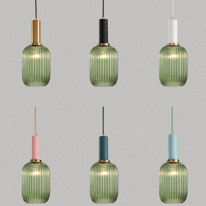 Novelty Stripe Glass Hanging Lights E27 LED 6 Color Lamp Holder Pendant Lamp For Kitchen Living Room Bedroom Hotel Restaurant