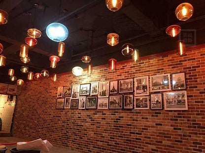 Nordic Modern Colorful Glass Bowl Pendant Lights E27 Loft Hanging Lamps For Kitchen Living Room Bedroom Restaurant Hotel Hall