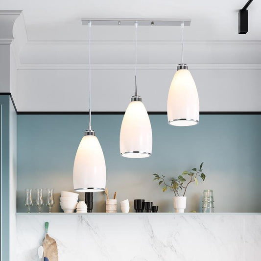 Simple Chandelier Restaurant Light Bar Kitchen Dining Room Bar Front Desk Lamp Three-headed Dining Chandeliers with Glass Lights