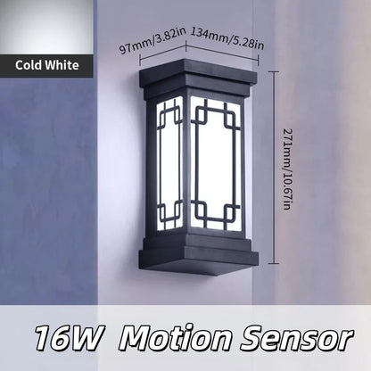 Motion Sensor LED Wall Light 16W Indoor&Outdoor Waterproof IP66 Porch Wall Lamp Sconce Decoration Lighting