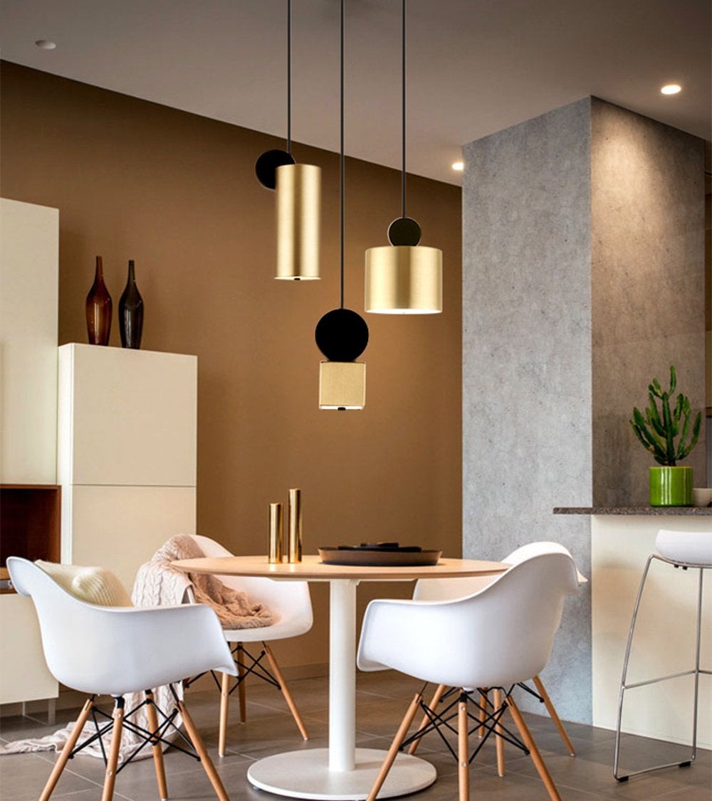 Gold pendant Lights Hanging Lamp brass pleated Lighting Restaurant Bar Hall Light Creative Japanese Brass Bedside Simple
