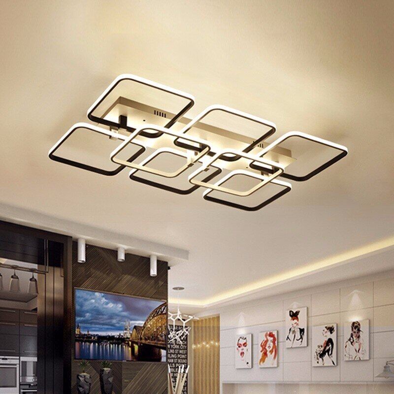 Simple Modern LED Plafon Ceiling Lights For Living Room Indoor Home Decor Bedroom Black Lamp With Remote Control Lustres
