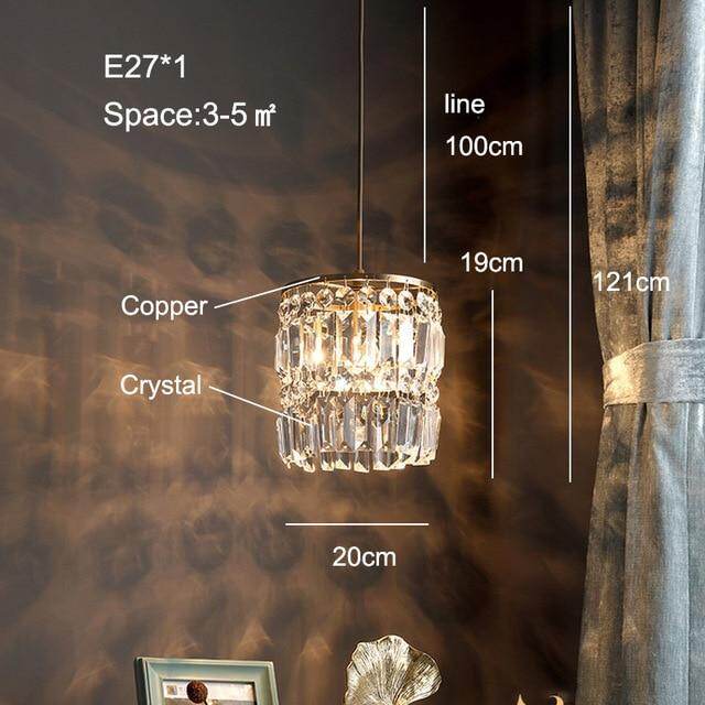 Modern Pendant Lamp Dining Crystal Pendant Lights For Bar Minimalist Crystal Lamp Bedroom Bedside Light Crystal Fixtures Kitchen