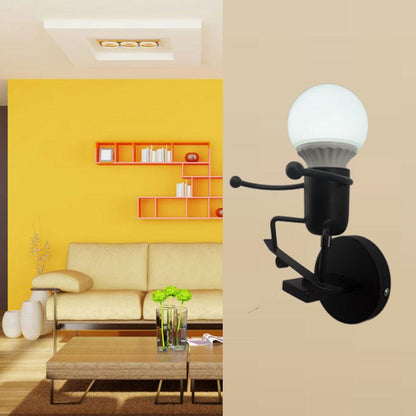 Iron Led Wall Lamp American Creative Wall Lights Metal Cartoon Robot Sconce Wall Light bedroom Children room Luminaire