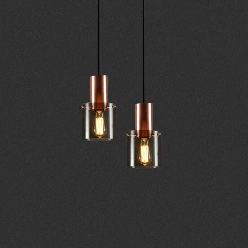 Modern Personality E14 Led Single Head Pendant Lamps Smoke Gray Glass Kitchen Bedroom Bedside Study Restaurant Hanging Light