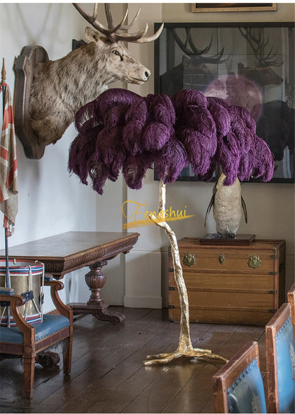 Modern Ostrich Feather Living Room LED Floor Lamps Living Room Bedroom Modern Interior Lighting Decor Floor Light Standing Lamp