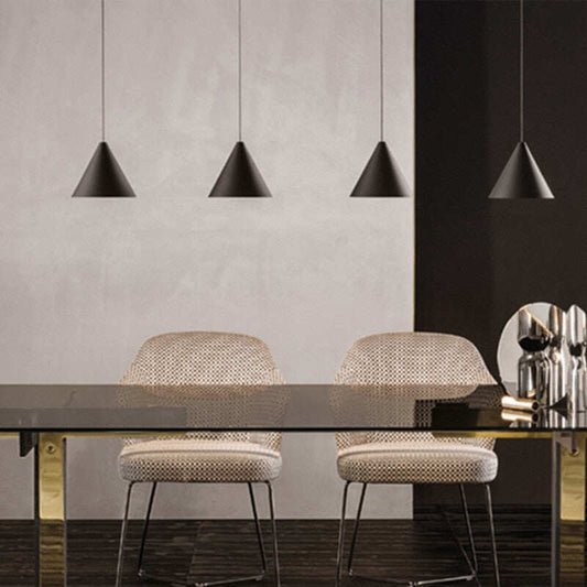 Modern Light Black Metal Long Wire Cone Shape Pendant Lamp Kitchen Island Hanging Lamp Bedside Suspension Lighting