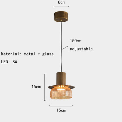 Creative Cracked Glass LED Pendant Light Gold Metal Clear Amber For Dining Room Bedroom Crod Adjustable