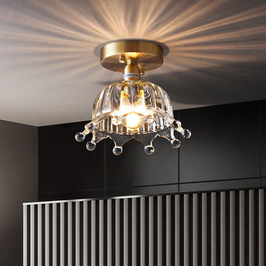 Nordic Creative Corridor Balcony Crown Copper Ceiling Lamp