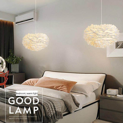 Pendant Lights E27 Feather Romantic Pendant Lamp For Bedroom Living Room Lighting HangLamp Goose Feather Suspension Luminaire