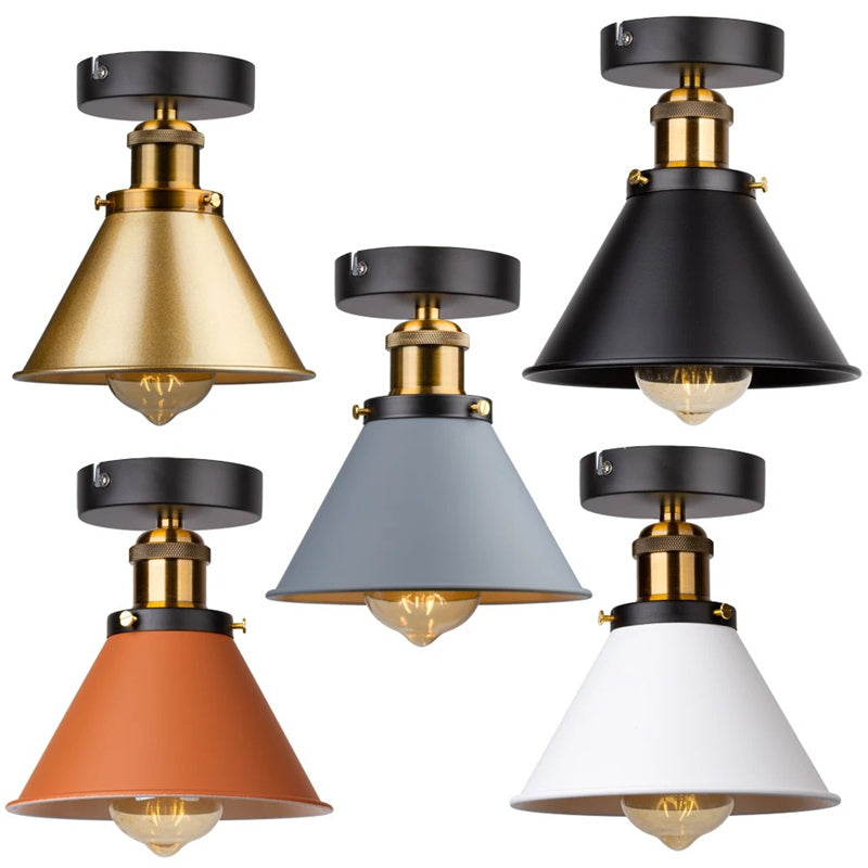 Vintage Rustic Semi Flush Mount Ceiling Light, Farmhouse Ceiling Light E27 Base Industrial Ceiling Lights for Hallway Stairway
