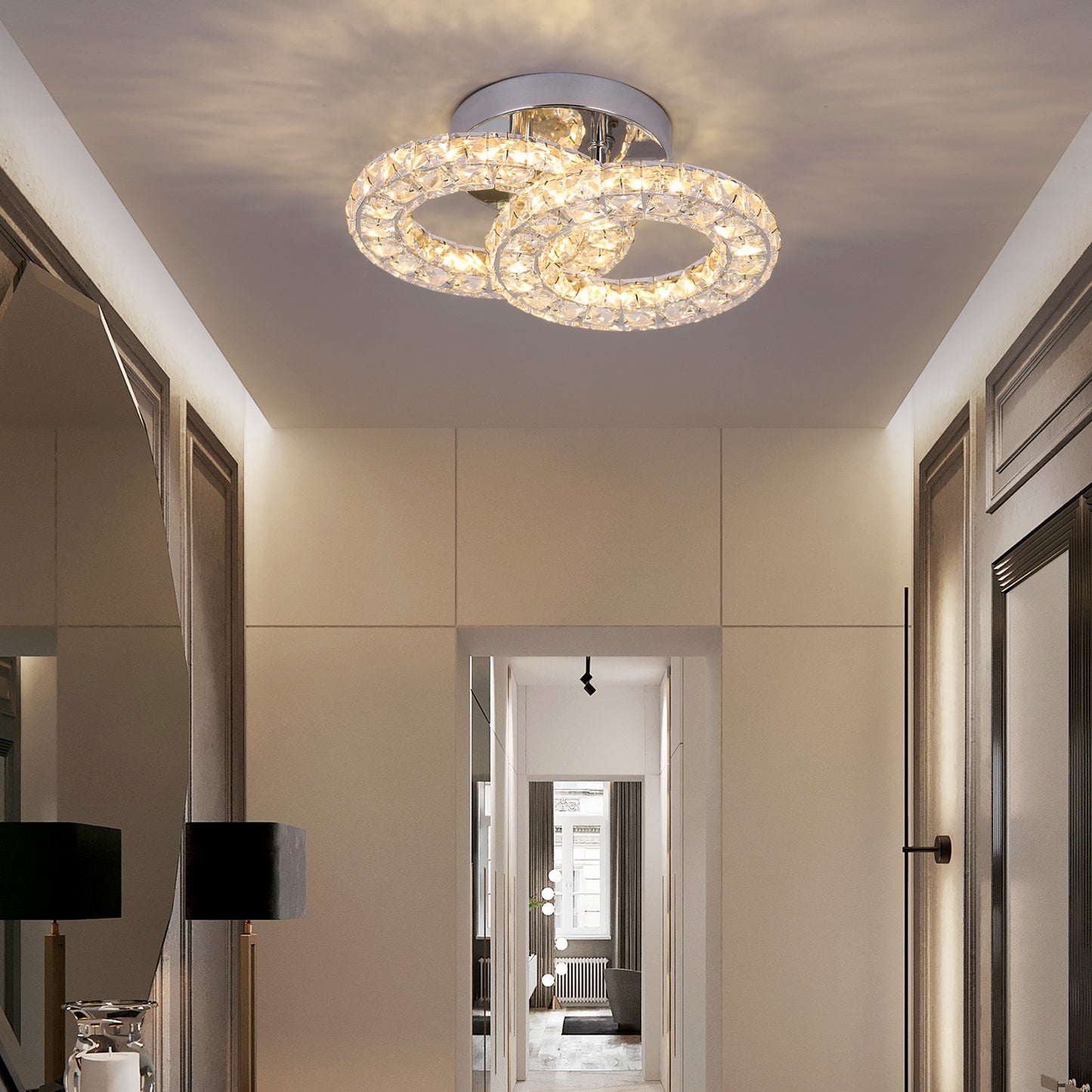 GreeLustr Modern Luxury Crystal Ceiling Lamp Chandelier Dining Living Room LED Indoor Lighting Fixture Home Decor Bedroom