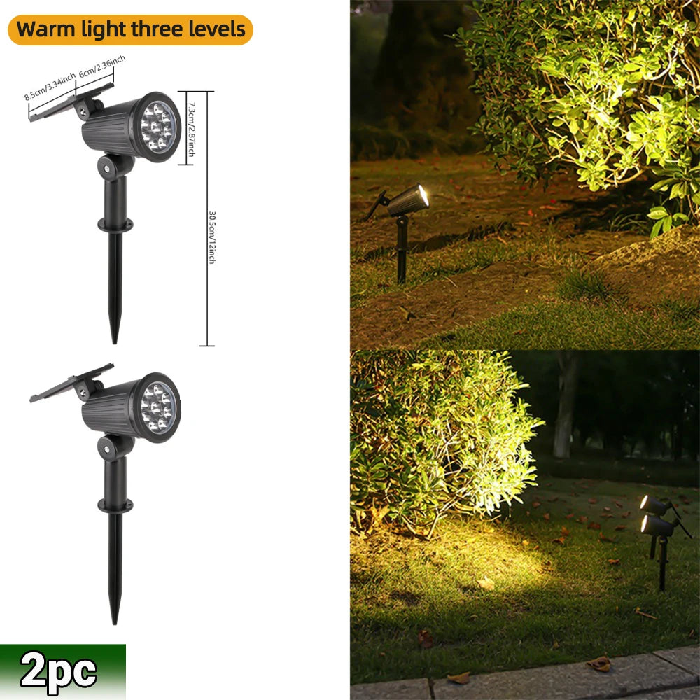 9 LED Solar Spot Lights IP65 Waterproof Outdoor RGB Solar Landscape Lights Brightness Adjustable