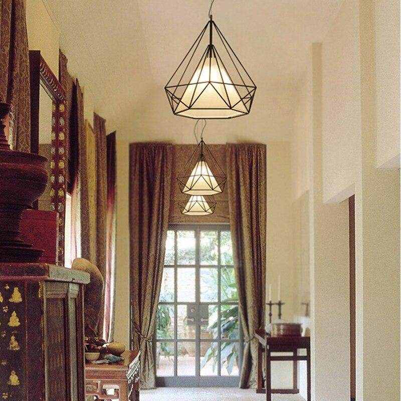 Modern Art Deco Black/White Birdcage Pendant Lights Iron Minimalist Retro Light  Loft Pyramid Lamp Led Bedroom Kitchen Bar Cafe