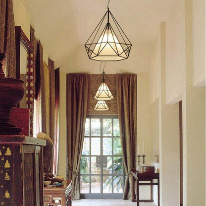 Modern Art Deco Black/White Birdcage Pendant Lights Iron Minimalist Retro Light  Loft Pyramid Lamp Led Bedroom Kitchen Bar Cafe
