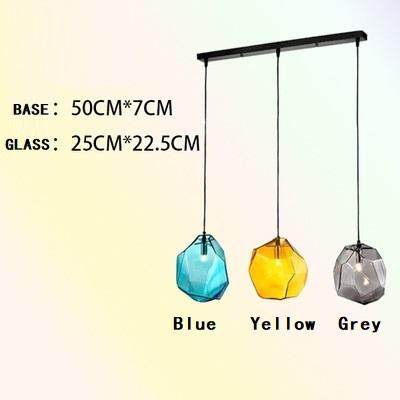 Modern Scandinavian Ice Crystal Glass Pendant Lights Creative Restaurant Hanging Lights Colored Stone Single Head Luminarias