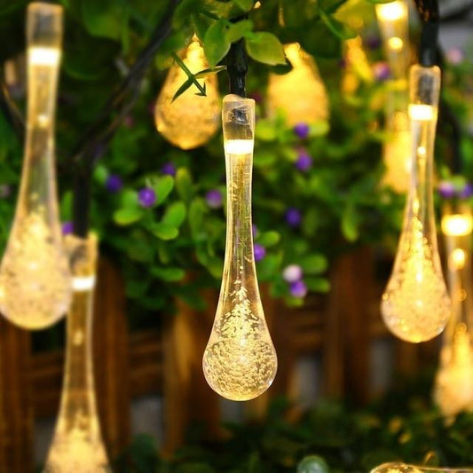 6M 30LED Solar Bulb Light String Droplet Bulbs Fairy String Lights For Outdoor Waterproof Garden Lawn Solar Lamp