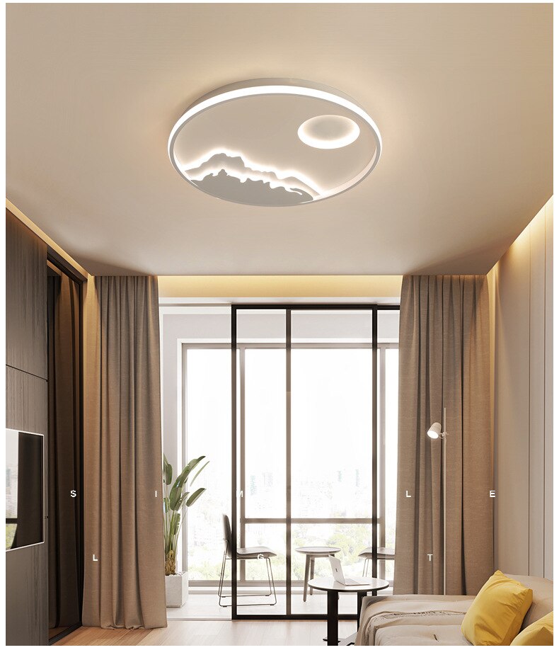 Ceiling Light Led Sun On Mountain Living Room Dining Room Bedroom Study Room Kitchen Ceiling Lamp Round Nordic Children