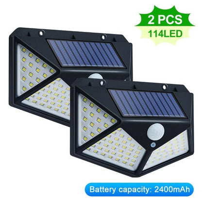 100/114 LED Solar Light Outdoor Waterproof Solar Powered Lamp PIR Motion Sensor Street Light for Garden Decoration 3 Modes