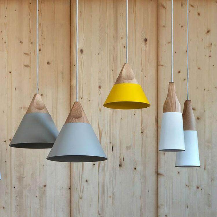 Modern Novelty Pendant Lights Colorful Restaurant Bar Lamps Simple Nordic Style Wood Iron Paint Process e27