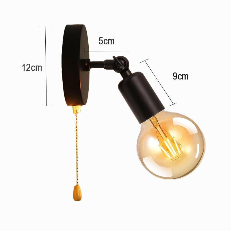 Simple Wall Lamp 180 Degree with Switch Adjustable Metal Wall Light Bedroom Loft Aisle Stairs Kitchen Lights