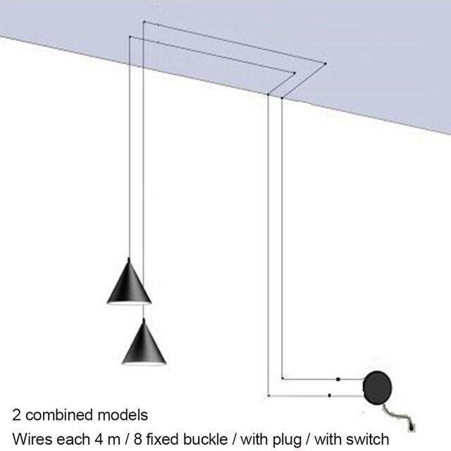 Modern Pendant Lamp Light Black Metal Long Wire Simple Shape Kitchen Bar Hanging Lamp Bedside Suspension Lighting Creative Lamp
