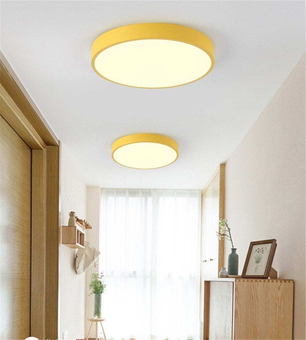 Modern Ceiling Light Round Macarons Lighting Iron Metal Acrylic Kitchen Bed Room Foyer LED Chip Lamp Decoration Light Fixture