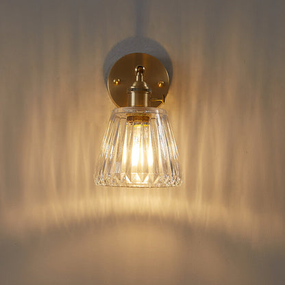 Nordic Modern Simple Light Luxury Brass Glass Wall Lamp Retro Living Room Bedroom Headboard Headlight