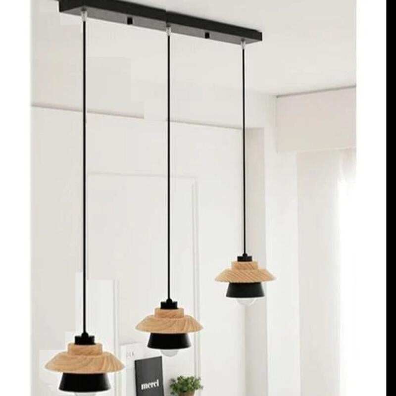Modern Pendant Lamp Light, Natural Simple Wooden Pendant Light Lighting Fixture For Loft Cafe Bar Living Room Luminaire