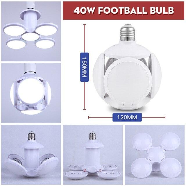 E27 Led Bulb Lamp Ampoule Leds Football Lamps Bulbs Foldable Fan Blade Lights Adjustable 45W 40W 60W For Kitchen Lighting