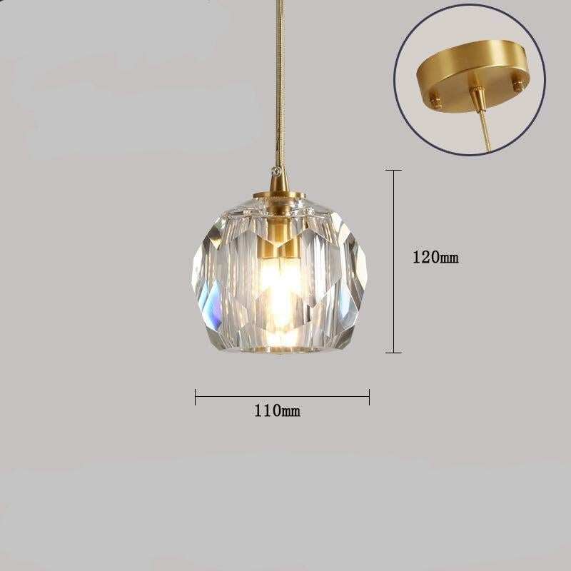 Modern Simple Personality Crystal Ball Restaurant Chandelier Creative Bar Corridor Duplex Staircase Led Copper Chandelier