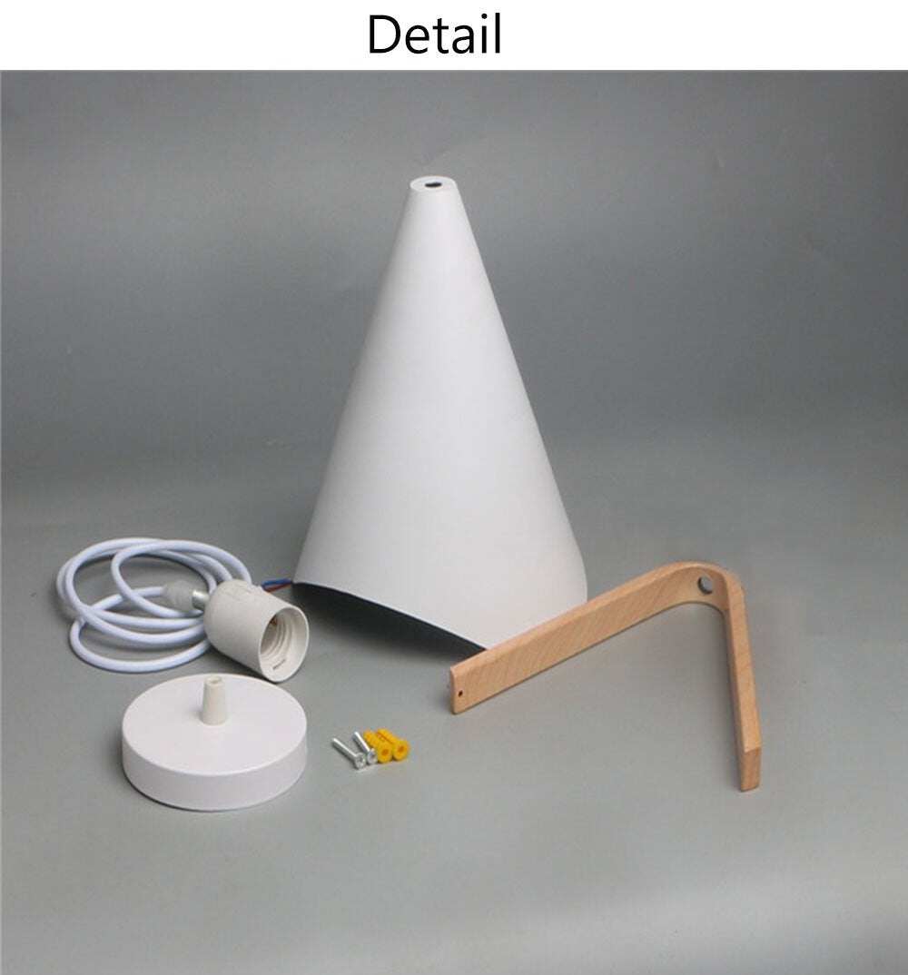 Nordic Pendant Light Wood Grain Modern Minimalist Creative Wrought  White Iron Lampshade  Lighting E27 Lamp Holder 1.2 m Wire