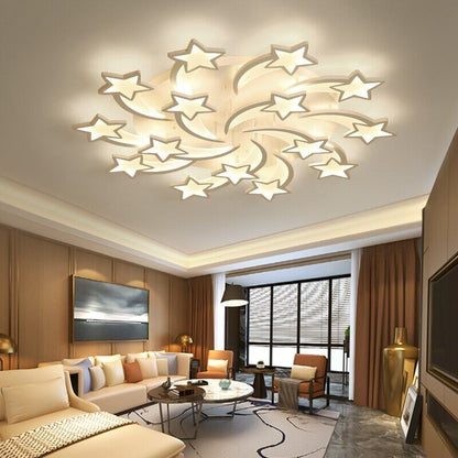 IRALAN modern led chandelier art deco  room indoor lamp white star for living room dining room bedroom kid's room kitchen remote