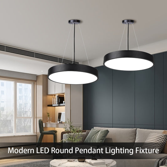 LED Round Pendant Light 110V/220V Ceiling Chandelier Office Ring Hanging Lamps Dining Living Room Home Ceiling Lighting Fixture