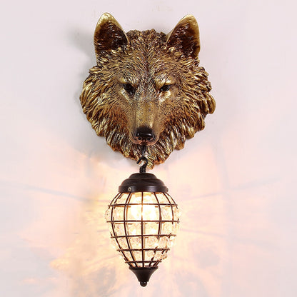 Resin Wolf Wall Lamps Vintage Wall Sconce Light Fixtures for Living Room Bedroom Lamp Led Light