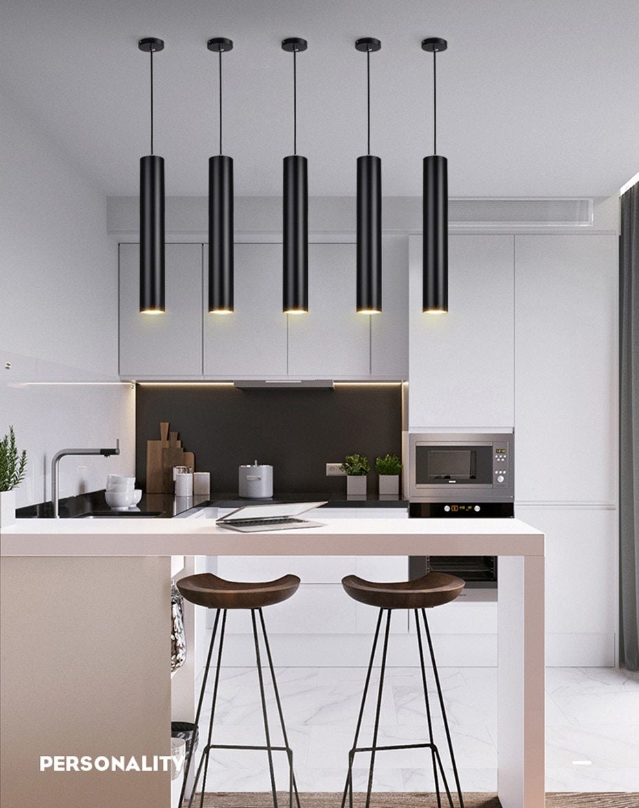 Dimmable led Pendant Lamp Long Tube lamp Kitchen Island Dining Room Shop Bar Decoration Cylinder Pipe Pendant Light Kitchen Lamp