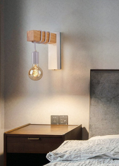 Retro Bedside Wall Lamp Wooden Wall Lamp